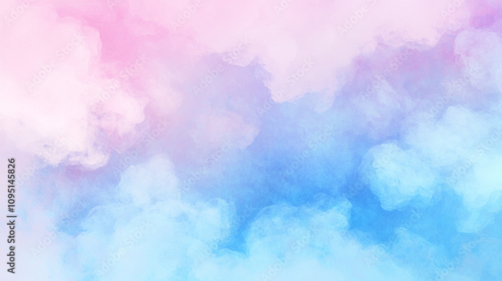 Naklejka premium Dreamy Pink and Blue Gradient Clouds Depicting Softness, Calm, and Artistic Serenity