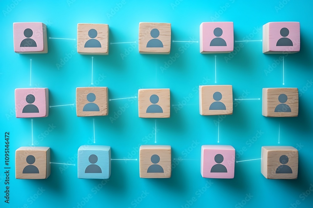 Minimalist Flat Lay Interconnected Person Icons, Collaboration Network Minimalist Flat Lay Interconnected Person Icons, Collaboration Network