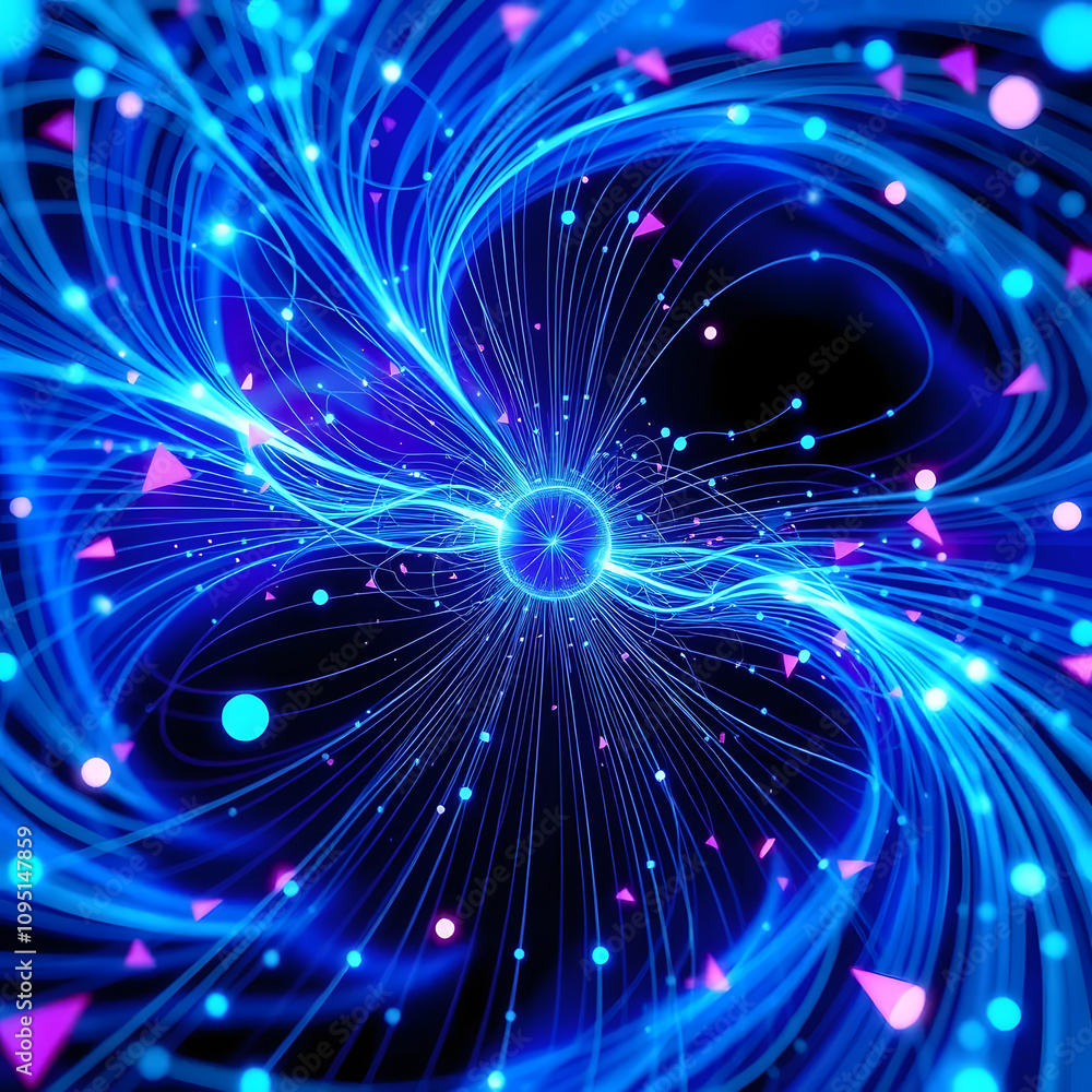 Fototapeta premium Abstract Blue Energy Vortex. Concept of power, technology, and cosmic energy.