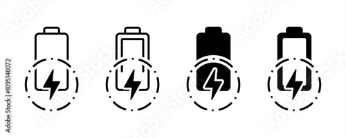 battery charge icon set. charging battery icon symbol sign. vector illustration