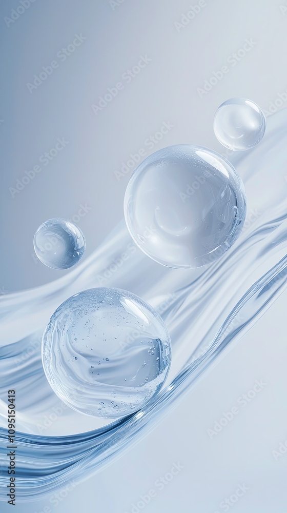 Nutrition, moisturizing, skin care, water molecules, macro water droplets, bubbles Nutrition, moisturizing, skin care, water molecules, macro water droplets, bubbles