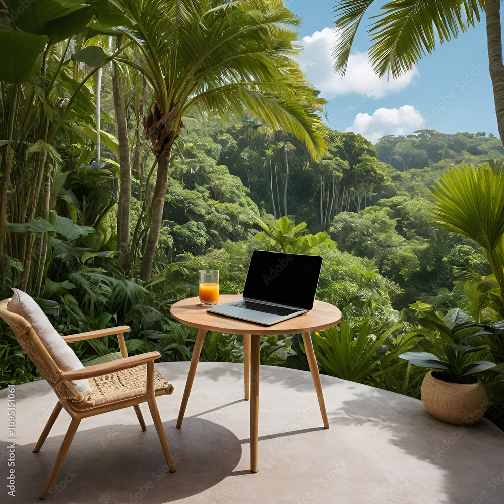 Fototapeta premium table and chairs in a garden