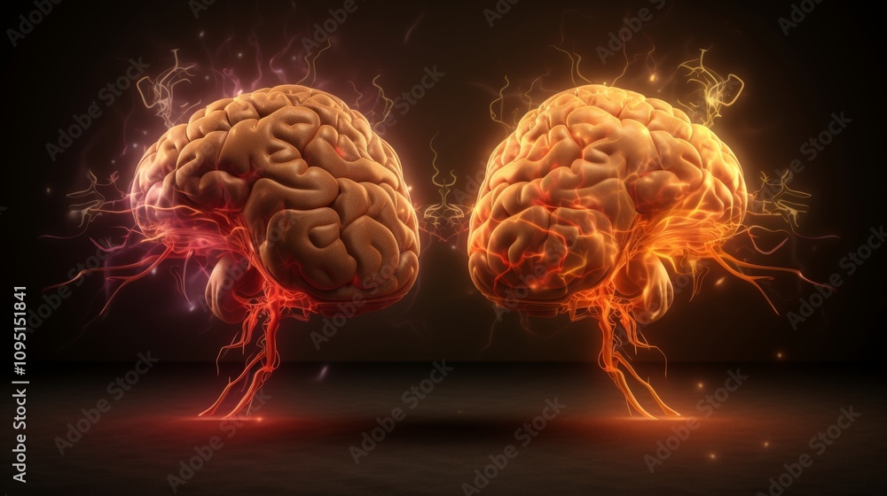 Fototapeta premium Exploring the roles of right and left brain hemispheres in creativity and cognitive function