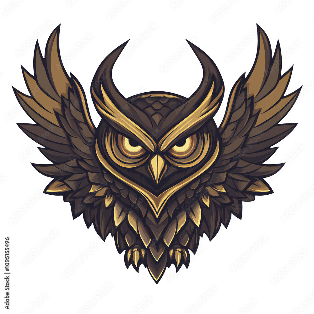 Majestic Golden Owl with Spread Wings transparent png Majestic Golden Owl with Spread Wings transparent png