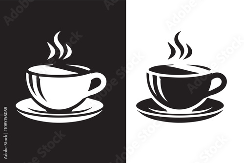 Coffee cup set silhouette icon and tea cup logo, symbols vector illustration image template.eps 10.	
