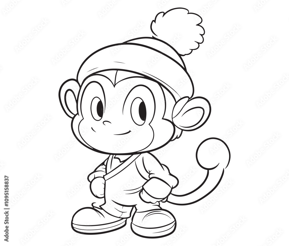 Fototapeta premium Baby cartoon monkey isolated on white background