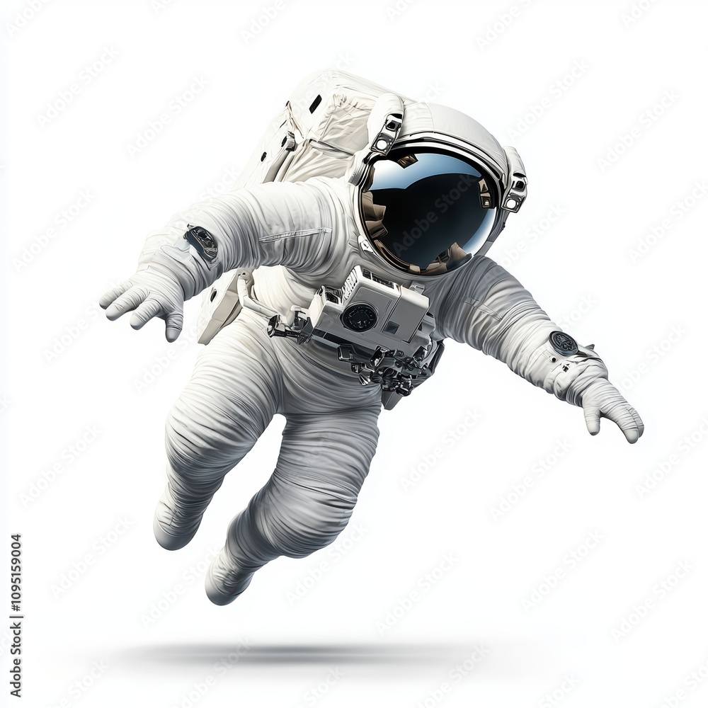 an astronaut in a spacesuit, space exploration role, ultra-realistic quality, futuristic design, isolated on white background an astronaut in a spacesuit, space exploration role, ultra-realistic quality, futuristic design, isolated on white background