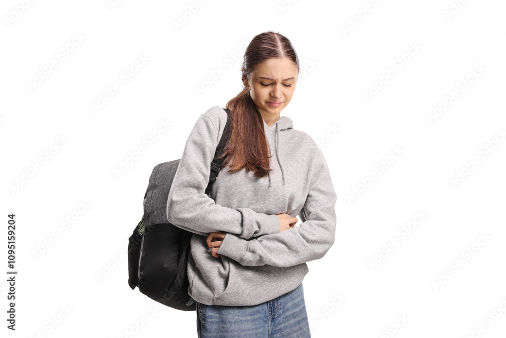 Teenage girl suffering from stomach pain Teenage girl suffering from stomach pain