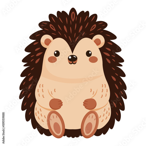 hedgehog flat illustration isolated on white background