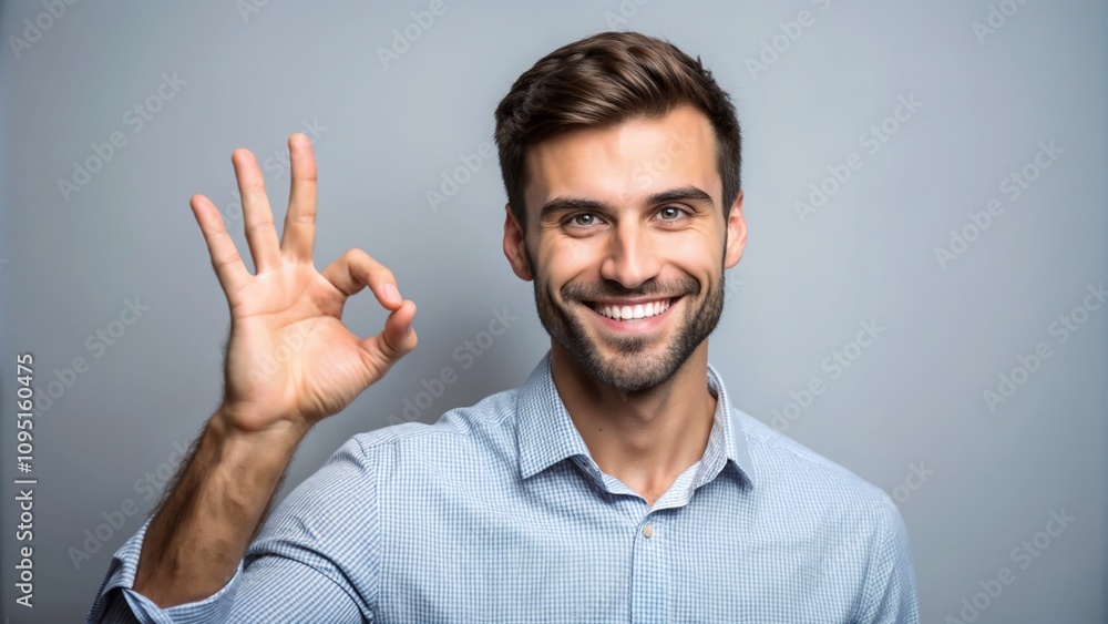 Man Showing OK Sign: A Gesture of Approval or Perfection Man Showing OK Sign: A Gesture of Approval or Perfection