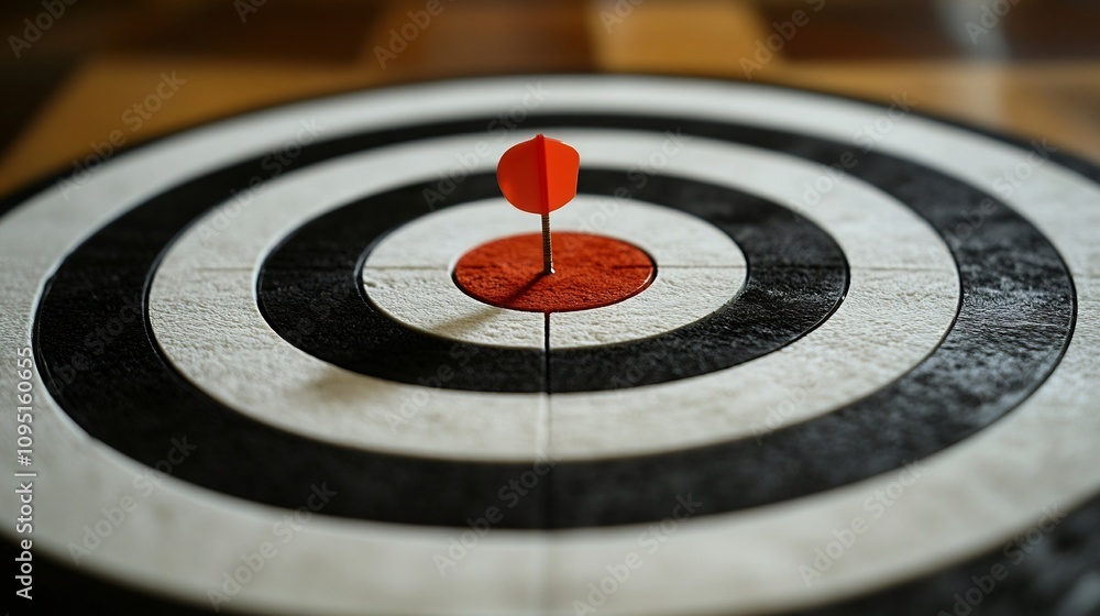 A dartboard with a red bullseye representing the achievement of financial goals profit recognition and the setting of new objectives for business growth and success A dartboard with a red bullseye representing the achievement of financial goals profit recognition and the setting of new objectives for business growth and success