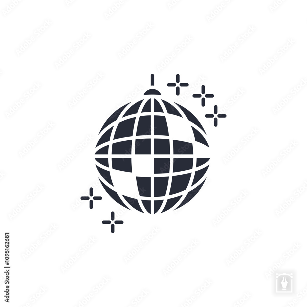 disco ball icon. disco ball Symbol sign for mobile concept and web design. Vector icon, Logo illustration, Vector graphics disco ball icon. disco ball Symbol sign for mobile concept and web design. Vector icon, Logo illustration, Vector graphics