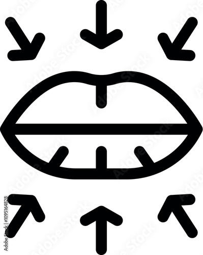 Simple black line vector icon representing mouth breathing causing dry mouth, bad breath, and other health problems