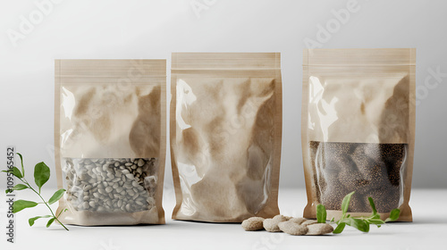 
Sustainable packaging for eco snacks on white or transparent png photo