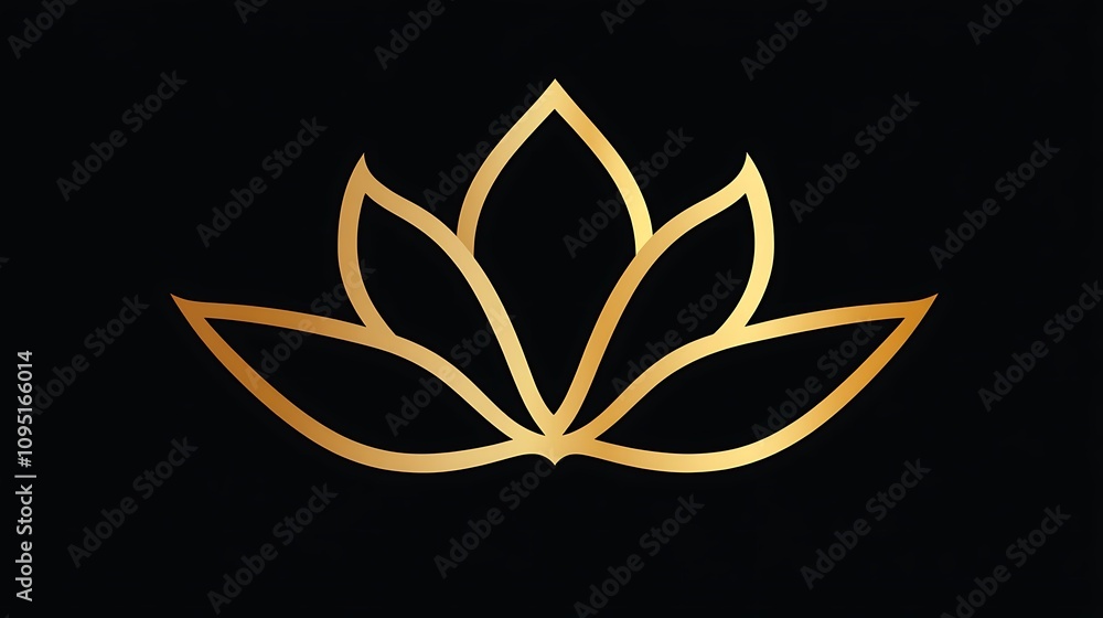 Fototapeta premium Golden Lotus Flower Elegant Minimalist Design