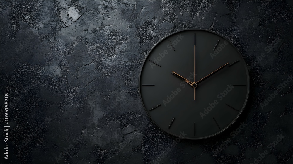 custom made wallpaper toronto digitalModern black wall clock with minimalist design against textured backdrop