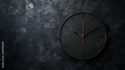 Wallpaper Mural Modern black wall clock with minimalist design against textured backdrop Torontodigital.ca