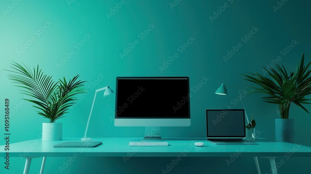 Techsavvy workspace with automation features, adaptive layouts, and cloudbased tools, modern office interior design, productivityfocused Techsavvy workspace with automation features, adaptive layouts, and cloudbased tools, modern office interior design, productivityfocused