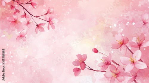 Watercolor Pink Cherry Blossoms: Springtime Serenity