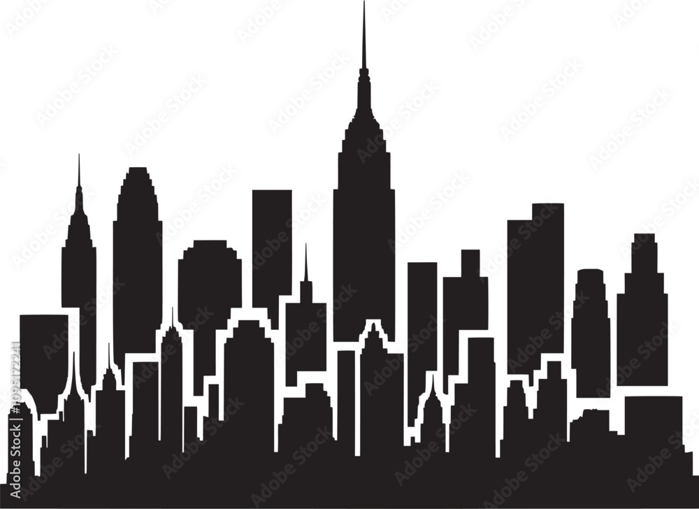 Obraz premium Skyline city silhouette vector illustration isolated on a white background