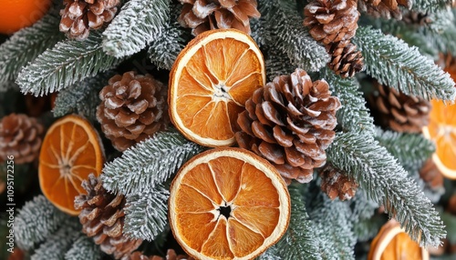 Diy Eco-Friendly Christmas Tree Ornaments With Decorated Closeup, Dried Oranges, Cones, And Cinnamon Sticks For Festive Look.