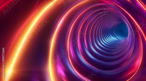 Abstract neon light tunnel background.