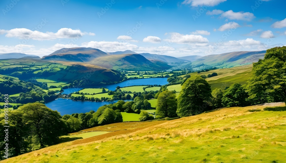 Naklejka premium landscape with lake and mountains in the Lake District