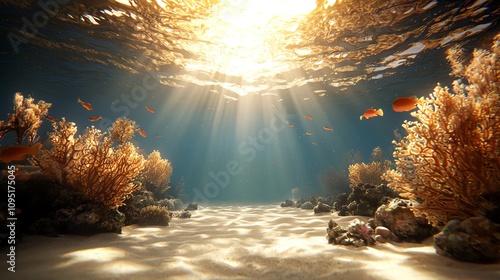 Glowing underwater coral reef scene, full of vibrant colors, marine glowtime, stunning and immersive photo