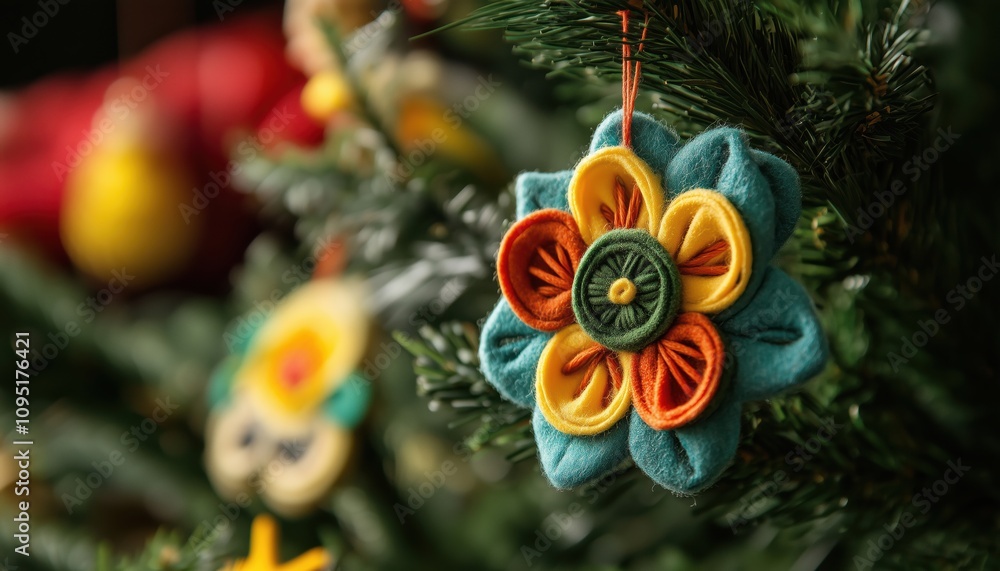 Fototapeta premium Diy Ideas For Children: Handmade Christmas Tree Decorations With A Focus On Environment, Recycling, And Zero Waste. Macro Photography.