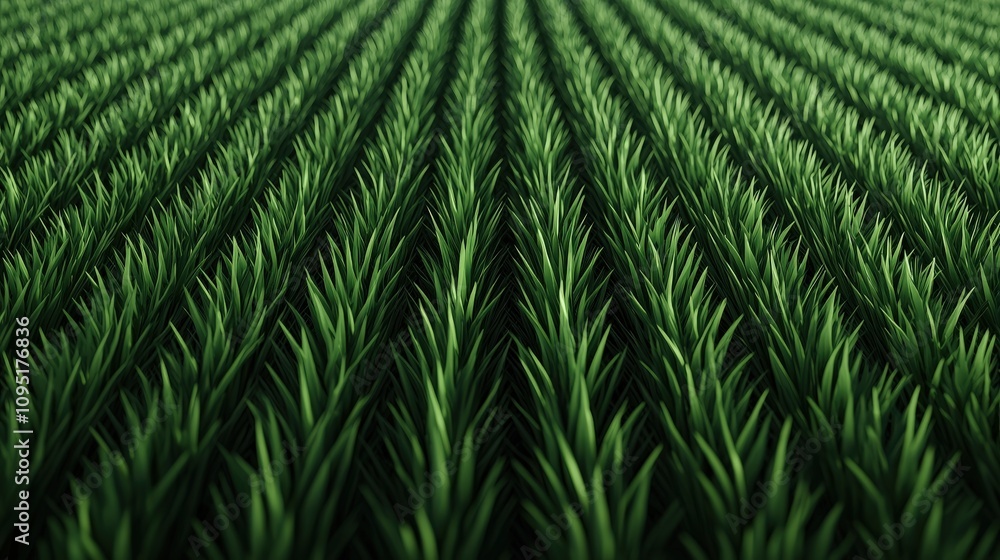 Lush Green Field Rows of Plants Agricultural Landscape Nature Background Lush Green Field Rows of Plants Agricultural Landscape Nature Background