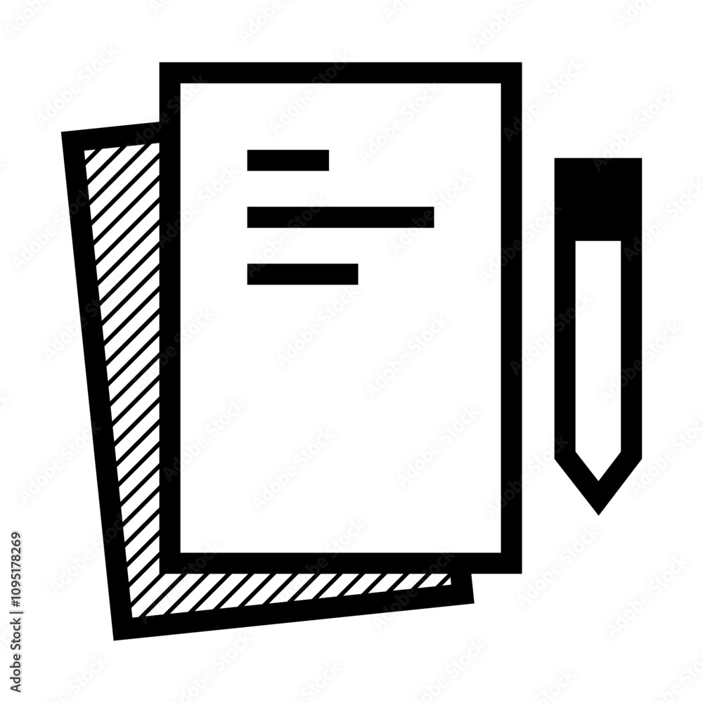 Notes icon. Pencil and notes. Note paper and pen Notes icon. Pencil and notes. Note paper and pen