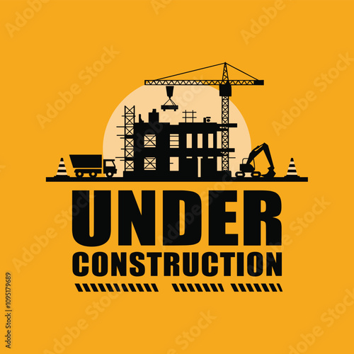 A graphic of a building under construction, with a crane, and other equipment. The words "Under Construction" are below.