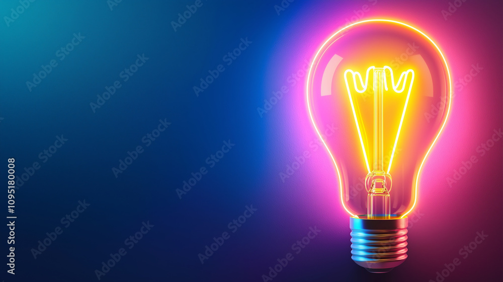 Neon glow glowing light bulb Neon glow glowing light bulb