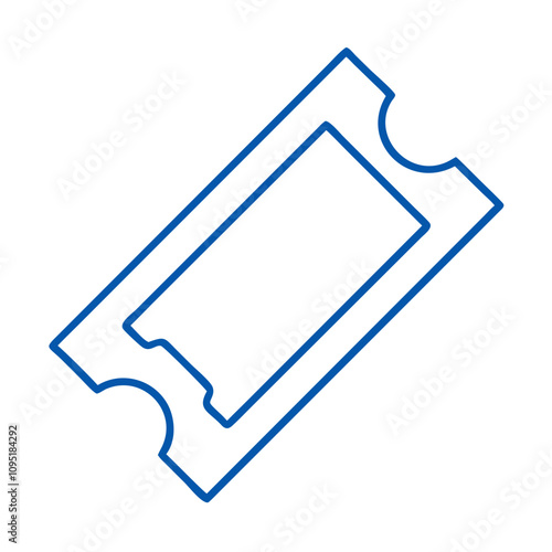 Blue ticket illustration on a white background for events, travel, or entertainment purposes