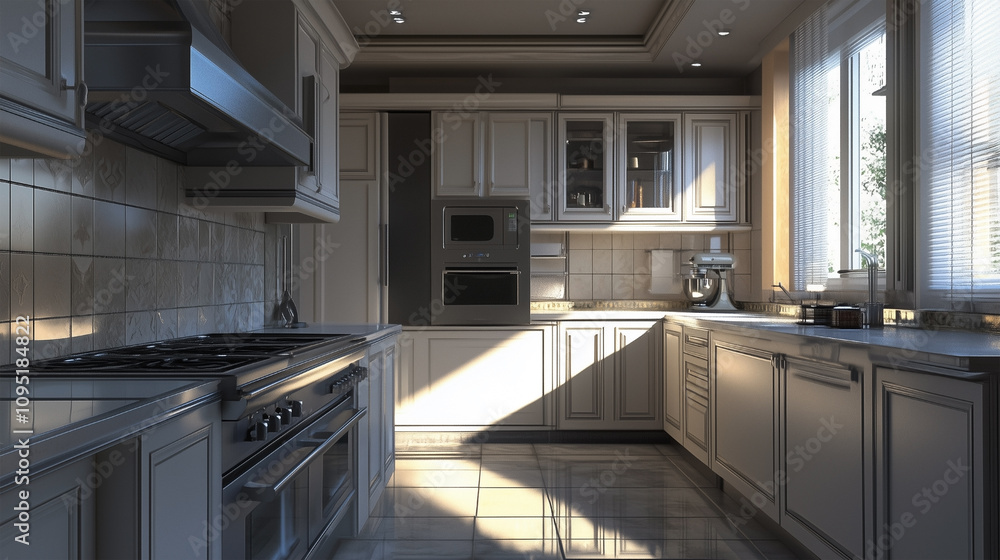 A kitchen with a stove, oven, microwave, and sink A kitchen with a stove, oven, microwave, and sink