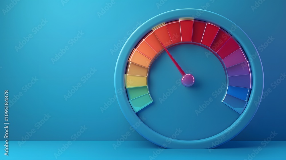Colorful Speedometer on a Blue Background. Colorful Speedometer on a Blue Background.