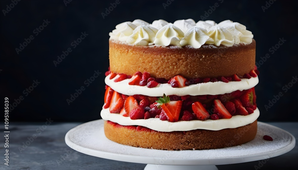 A view of a Sponge Cake on a Table A view of a Sponge Cake on a Table
