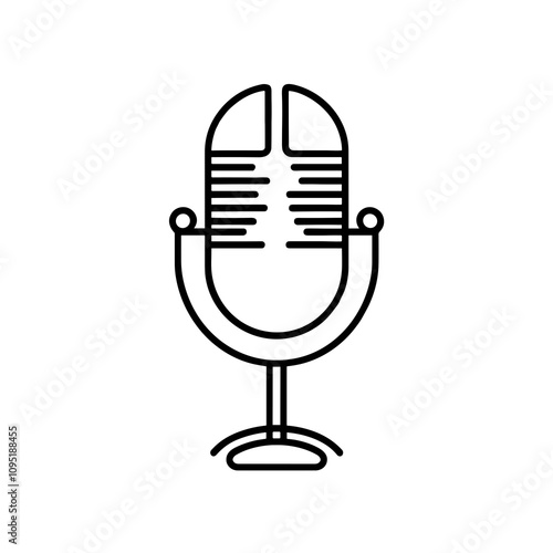 A minimalistic microphone design created with continuous lines. Elegant and simple microphone design, ideal for music-themed works, audio design.