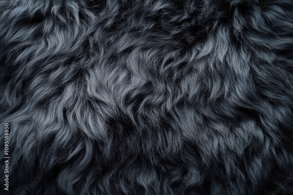 A detailed close-up view of a textured, fluffy, and luxurious dark fur coat showcasing the intricate patterns and rich shading across its surface A detailed close-up view of a textured, fluffy, and luxurious dark fur coat showcasing the intricate patterns and rich shading across its surface