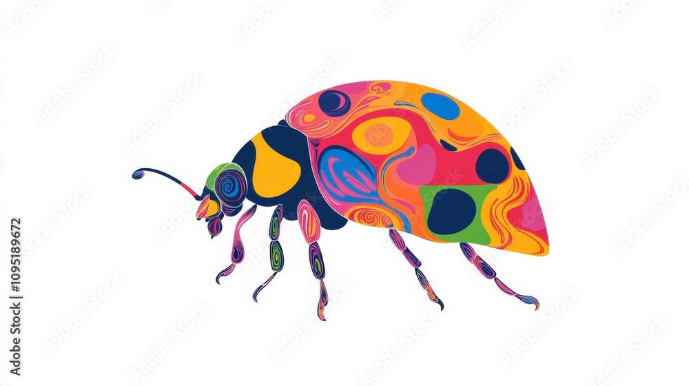 Colorful Abstract Ladybug Illustration with Vibrant Patterns, Bright Colors, and Artistic Design, Perfect for Nature, Insect, and Creative Projects Colorful Abstract Ladybug Illustration with Vibrant Patterns, Bright Colors, and Artistic Design, Perfect for Nature, Insect, and Creative Projects