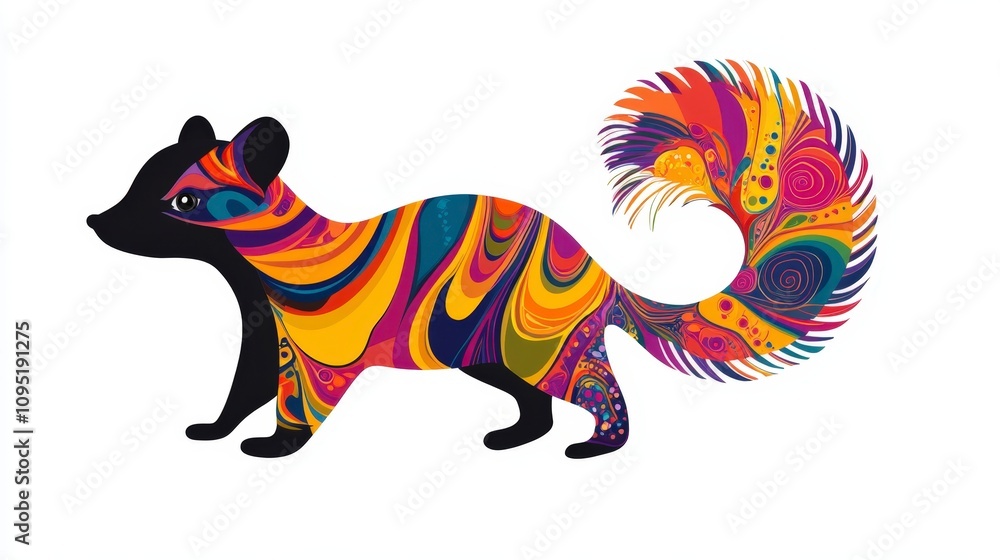 Colorful and Vibrant Abstract Illustration of a Squirrel with Swirling Patterns and Bright Colors for Creative and Artistic Uses Colorful and Vibrant Abstract Illustration of a Squirrel with Swirling Patterns and Bright Colors for Creative and Artistic Uses