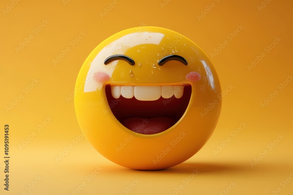A Yellow Emoticon Laughs Joyfully With Tears A Yellow Emoticon Laughs Joyfully With Tears