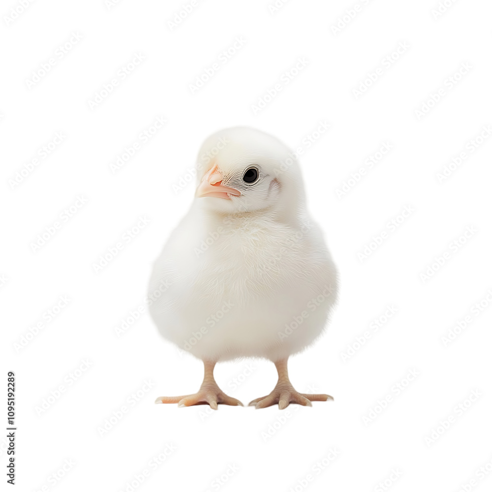 A solitary white chicken stands isolated transparent background A solitary white chicken stands isolated transparent background