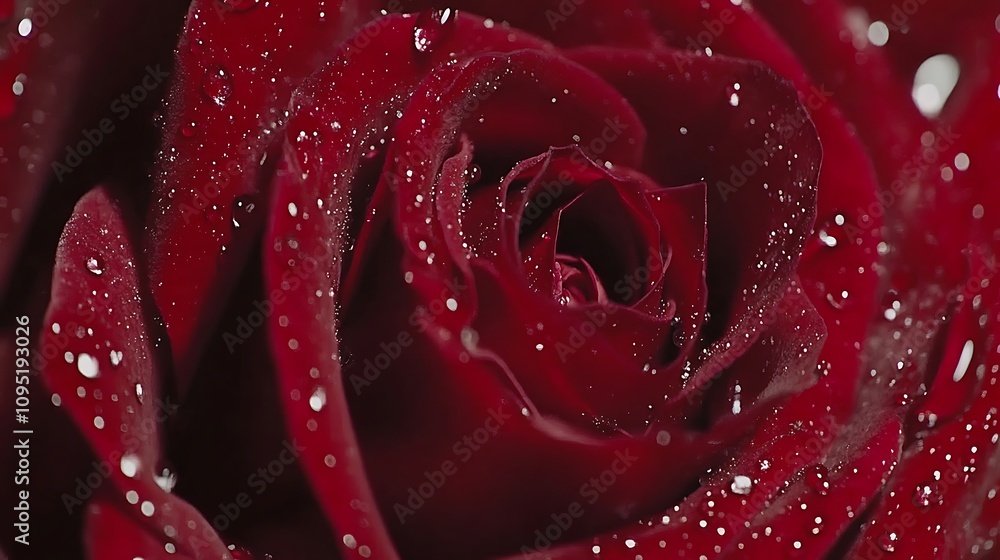 A Close-Up of a Dew-Covered Red Rose A Close-Up of a Dew-Covered Red Rose