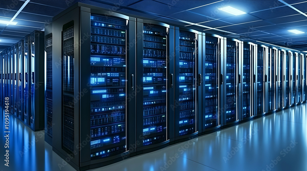 Server Room Interior 3D Illustration Server Room Interior 3D Illustration