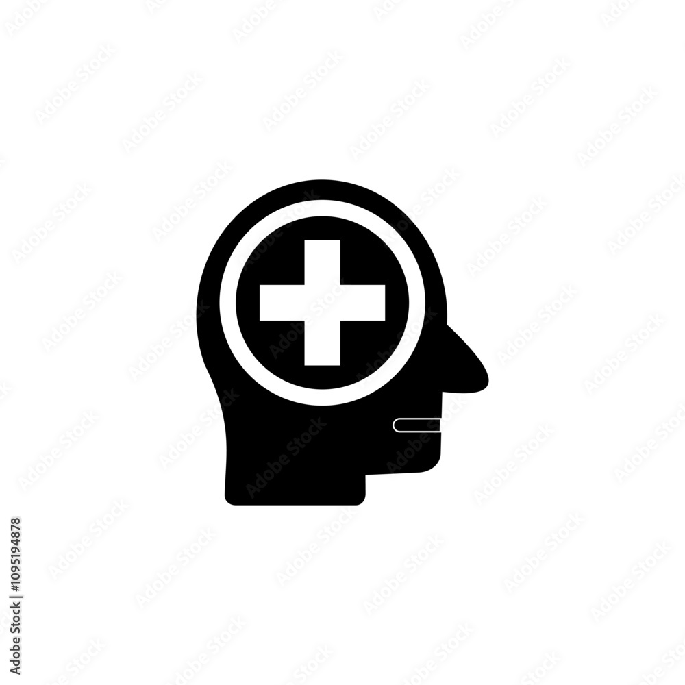Psychology Mental Health Icons, Human Head with Mind flat icon vector Psychology Mental Health Icons, Human Head with Mind flat icon vector