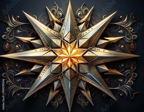 christmas silver star gold eight pointed illustration photo