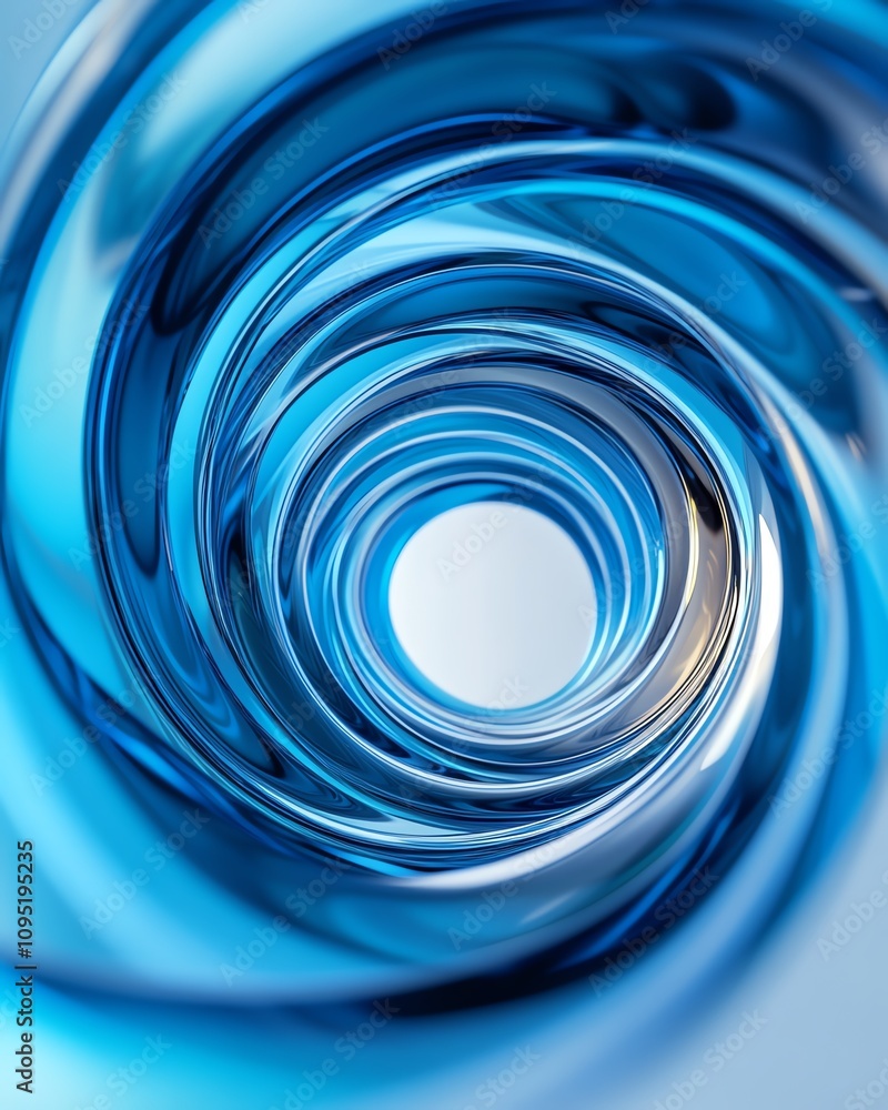 Abstract metallic blue spiral tube, vibrant gradient, white background, studio lighting Abstract metallic blue spiral tube, vibrant gradient, white background, studio lighting