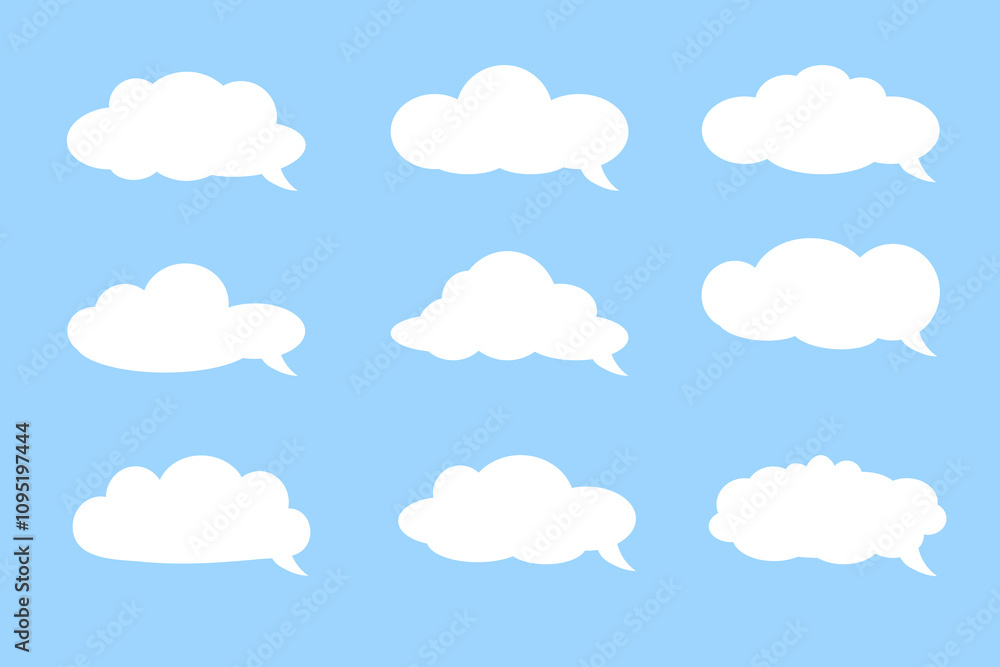 Hand drawn speech bubbles set. Cloud text boxes for chats. Hand drawn speech bubbles set. Cloud text boxes for chats.