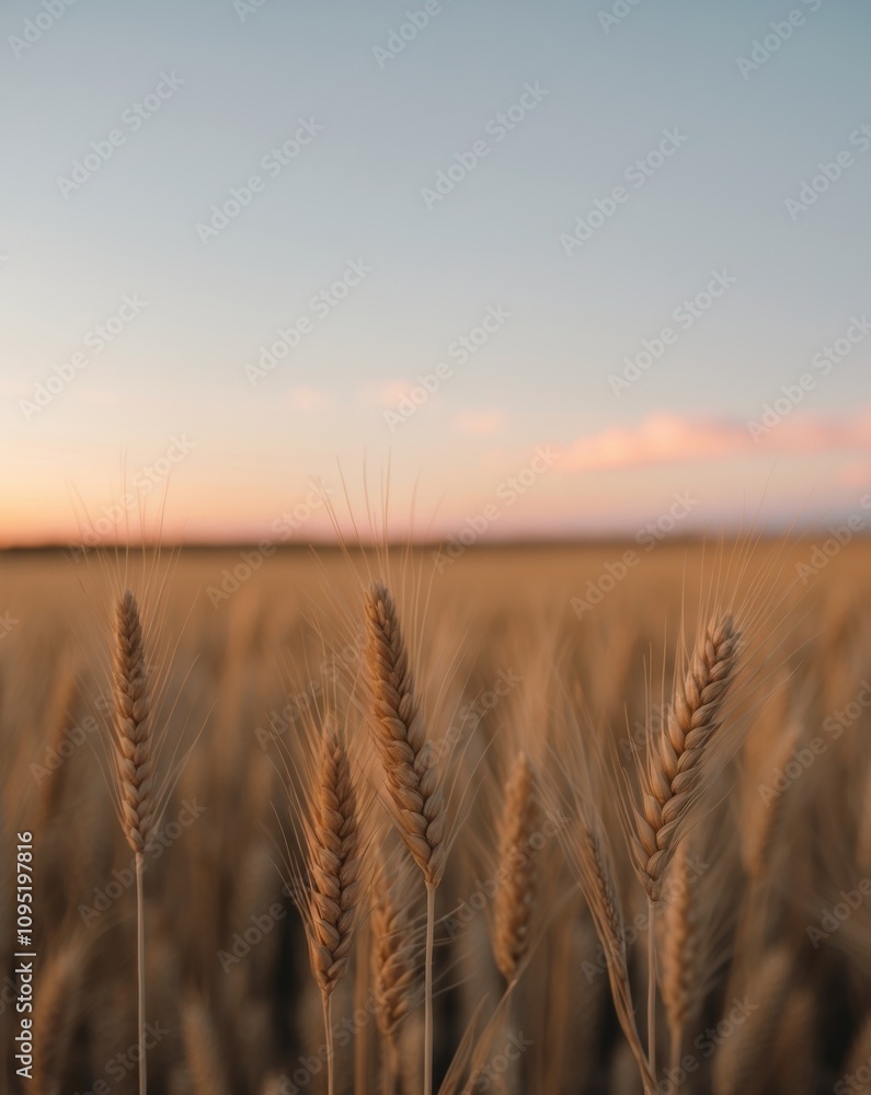 Golden Wheat Field at Sunset with Warm Glowing Light Capturing Natural Beauty and Tranquility. Golden Wheat Field at Sunset with Warm Glowing Light Capturing Natural Beauty and Tranquility.